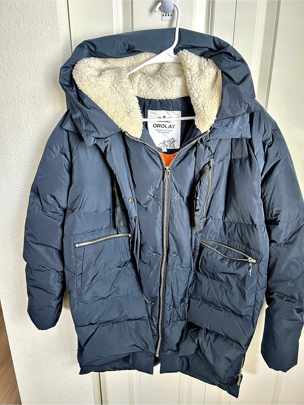 OROLAY 092 Universe Hooded Thickened Down Jacket Puffer Jacket Blue